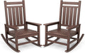 SERWALL Oversized Outdoor Rocking Chair Set of 2, HDPE Rocker for Adults, Patio Rocking Chairs for Porch, Brown by SERWALL