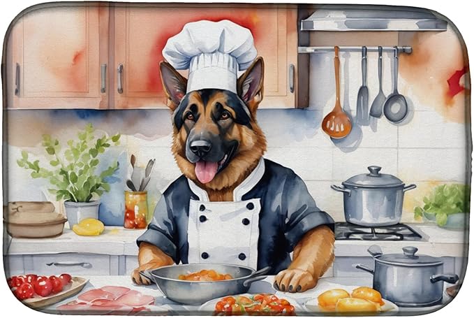 Caroline's Treasures DAC6253DDM German Shepherd The Chef Dish Drying Mat by CarolinesTreasures