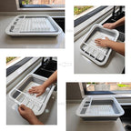 Collapsible Dish Drying Rack, Foldable Dinnerware Drainer Organizer - Image 3