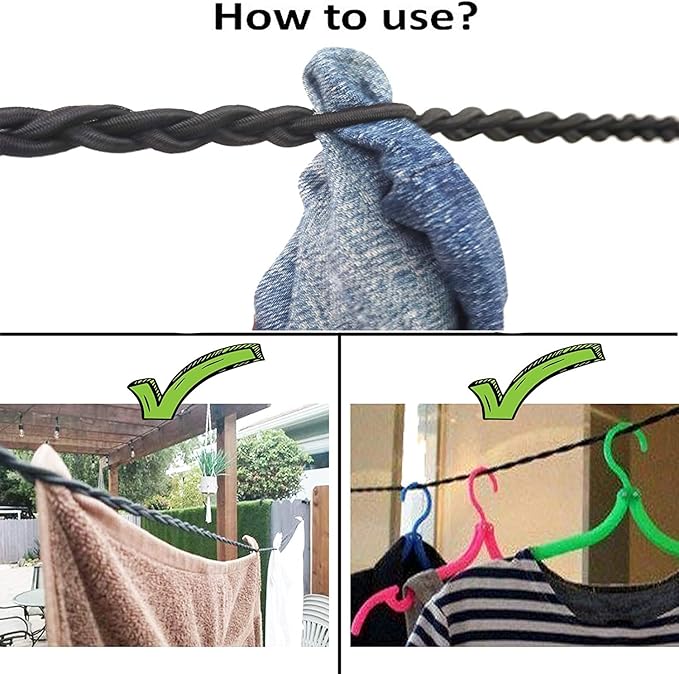 Tri-Braided Cord Clothes Line, Clothes Drying Rope Portable Travel Clothesline - Image 3