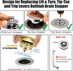Bathtub Drain Stopper, Pop Up Tub Stopper and Cover, Bottom - Image 2