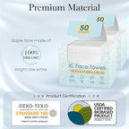 2 Pack of 50 count XL Disposable Face Towels 10” x 12”, 100% Viscose Fibre - Image 2