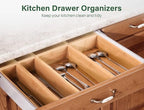 Kootek 8 Pcs Bamboo Drawer Organizer Utensil Tray Kitchen Storage Box 4-Size - Image 5
