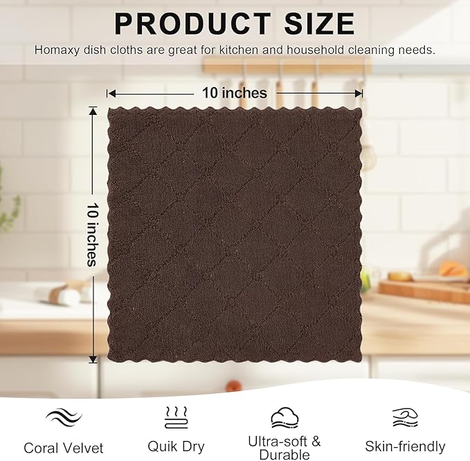 Homaxy 18 Pack Kitchen Dish Cloths, Super Soft and Absorbent Coral Velvet Dish - Image 3