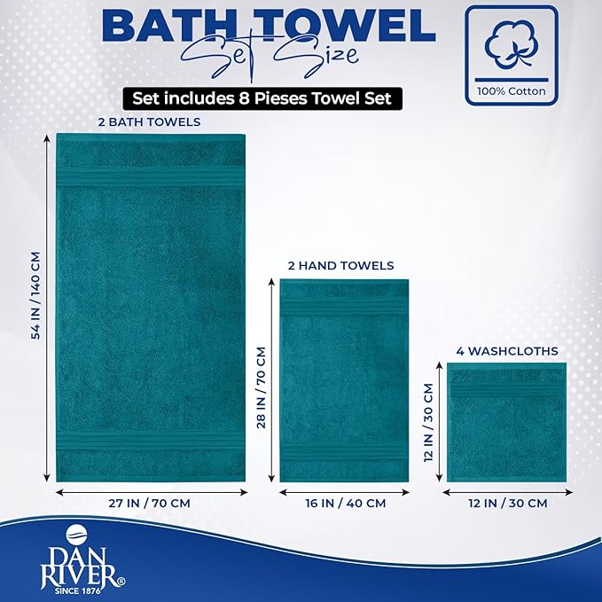DAN RIVER 8 PC Luxury Bath Towels - Image 2