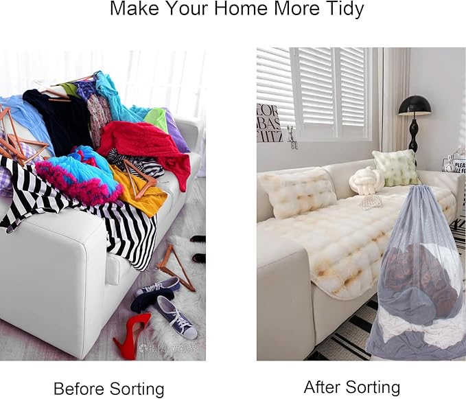 2 Pack Mesh Laundry Bags, 24 x 36 Inches Heavy Duty Drawstring Bag, Travel and - Image 5