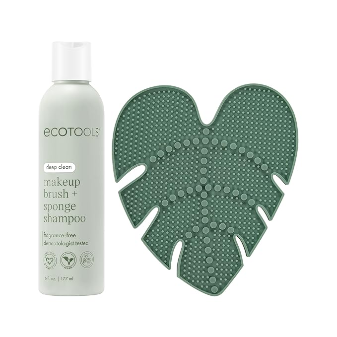 EcoTools Makeup Brush Cleansing Pad + Deep Clean Shampoo Bundle, Brush Cleaner by EcoTools