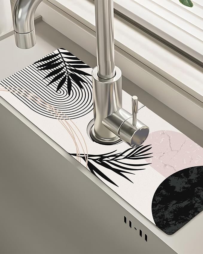 Patterned Sink Faucet Mat Kitchen Splash Guard Super Absorbent Drying Mat by BnhjsdwTablecloth