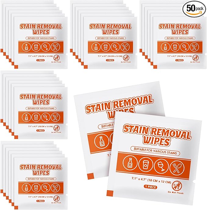 Stain Remover Wet Wipes Bulk, Individual Wrapped Clothes Portable Travel Messy by RSQAZQ