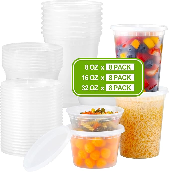 AOZITA 24 Sets Plastic Deli Food Containers by AOZITA