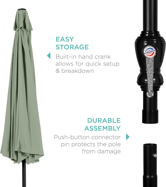 Best Choice Products 10ft Outdoor Table Compatible Steel Polyester Market Patio Umbrella w/Crank and Easy Push Button Tilt - Image 6