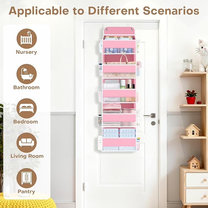 SpaceWhisper Over the Door Organizer, 5 Large Pocket Hanging Storage Organizer - Image 3