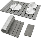 Large Stone Dish Drying Mat for Kitchen Counter, Foldable Water Absorbing by Dropereum