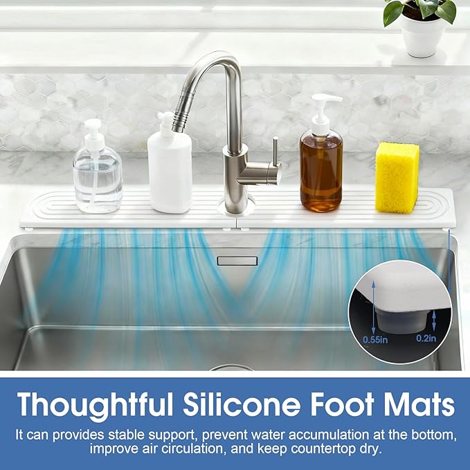 Stone Faucet Mat for Kitchen Sink, Silicone Faucet Handle Drip Catcher Tray Mat - Image 7