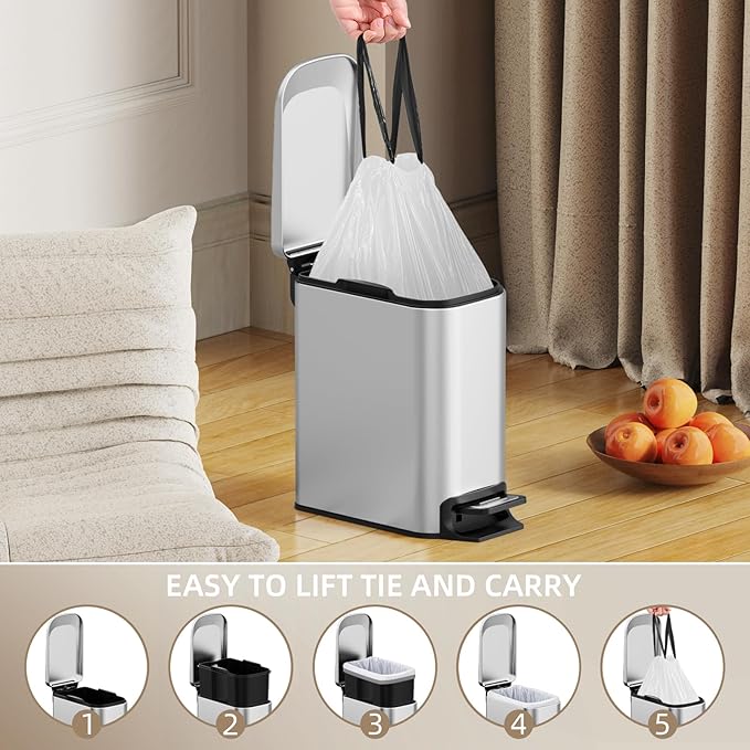4 Gallon Mini Drawstring Trash Bags, Small Garbage Bags by KSSKSS, Code a fit - Image 6