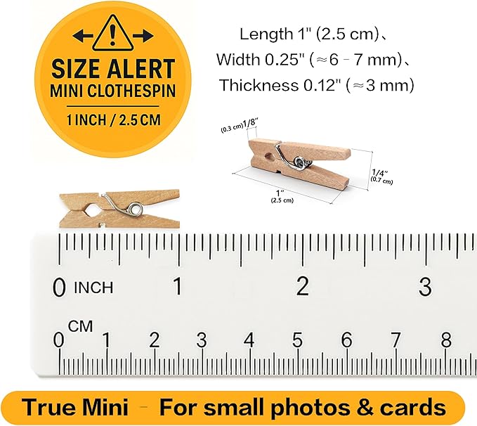LWR CRAFTS Wooden Mini Clothespins 100 Per Pack 1" 2.5cm - Image 2