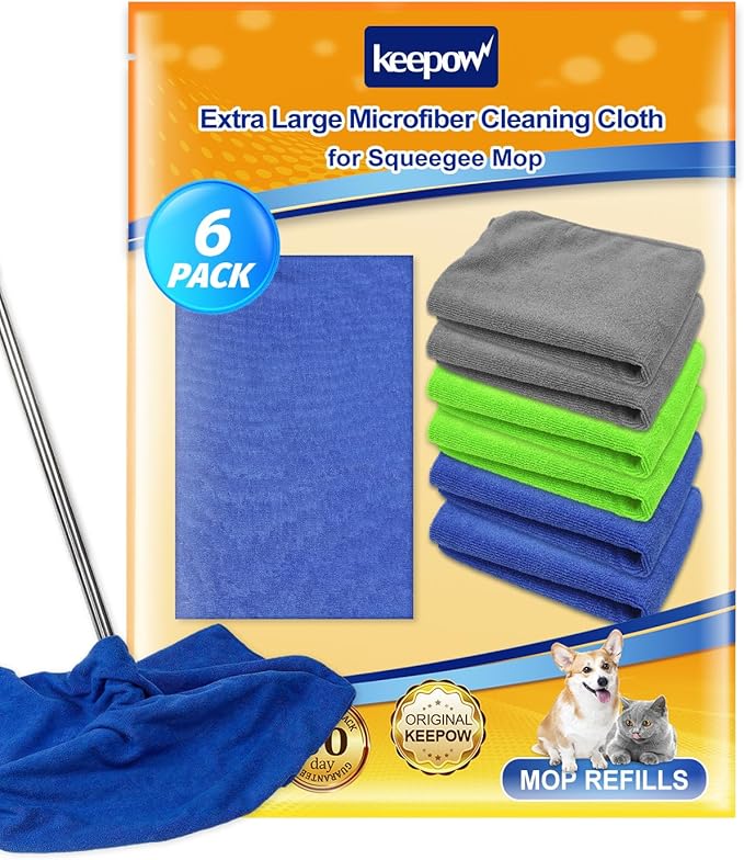 KEEPOW 6PCS Extra Large Microfiber Cleaning Cloth, Lint and Streak Free by KEEPOW