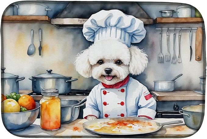 Caroline's Treasures DAC6208DDM Bichon Frise The Chef Dish Drying Mat Absorbent by CarolinesTreasures