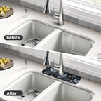 Faucet Draining Mat For Kitchen Sink, Stylized Gray Chrysanthemum Flowers - Image 3