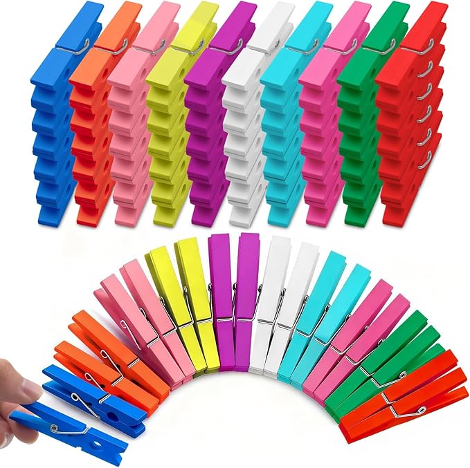 80 Pcs Wooden Colored Clothespins by Toosci