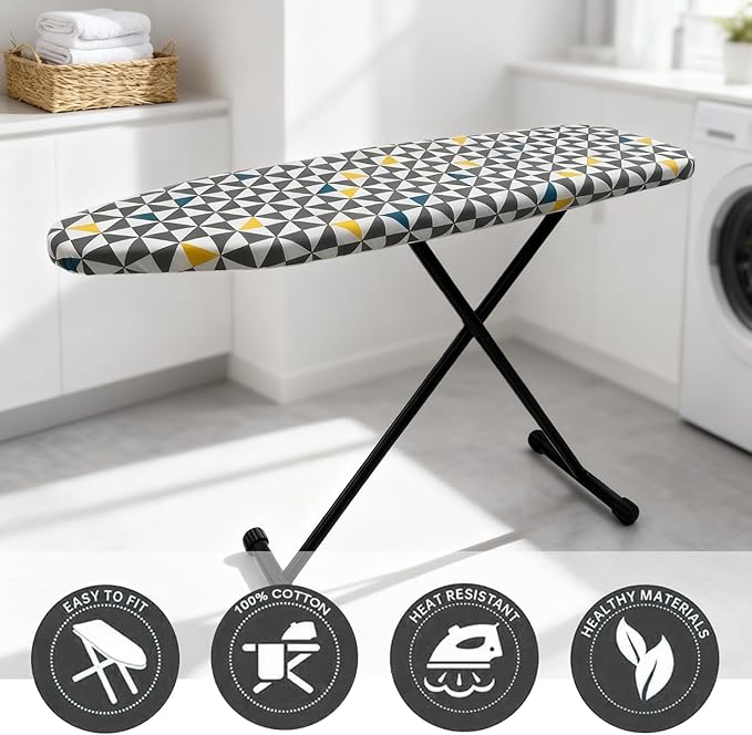 Ironing Board Cover and Pad, Sewn-in Thick Feltpads, Elastic Edge, Fits - Image 7
