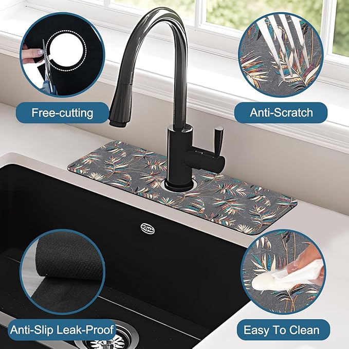 Ceramic Texture Kitchen Sink Splash Guard Faucet Mat Kitchen Tiles Super - Image 4