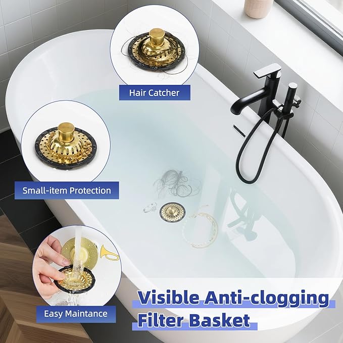 Metal 2 Pack Bathtub Drain Stopper - Image 2