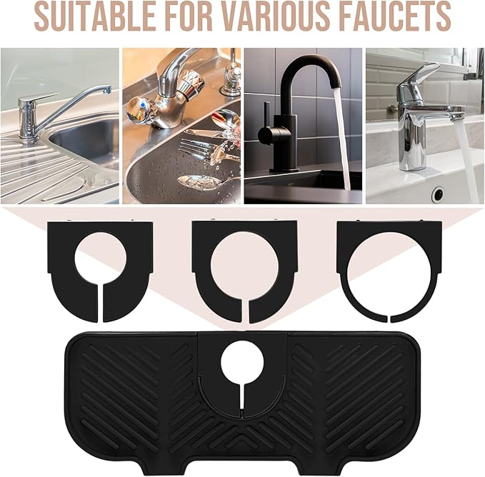 2 Pcs Silicone Faucet Splash Guard 10.6 ” x 4.3” Kitchen Sink Splash Guard - Image 3