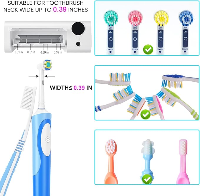 StarWin UV Toothbrush Cleaner, Timer Function, Rechargeable Tooth Brush Holder - Image 3