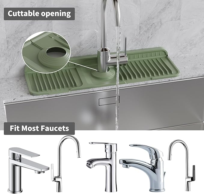 WAFT YEARN 17X5 Inch Silicone Durable Faucet Mat Kitchen Sink Splash Guard - Image 4