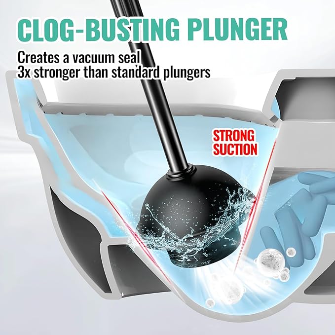2PACK 3 in 1 Toilet Brush and Plunger Set - Image 3