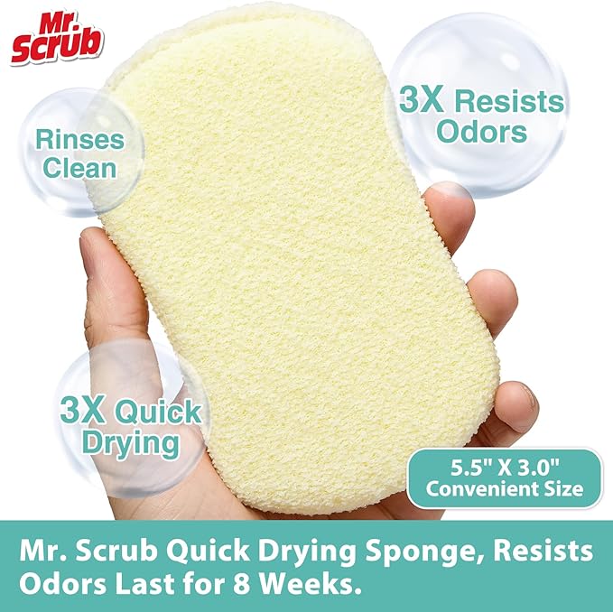 Sponges Kitchen Scrub Dish Sponge Scouring Pad, 12 Pack Cleaning Brush Scrubber - Image 2