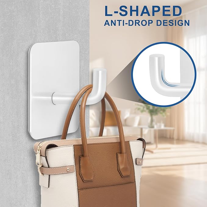 Adhesive Hooks for Bathrooms, 4 Piece Towel Hooks for Hanging Hat Robe Coat - Image 6
