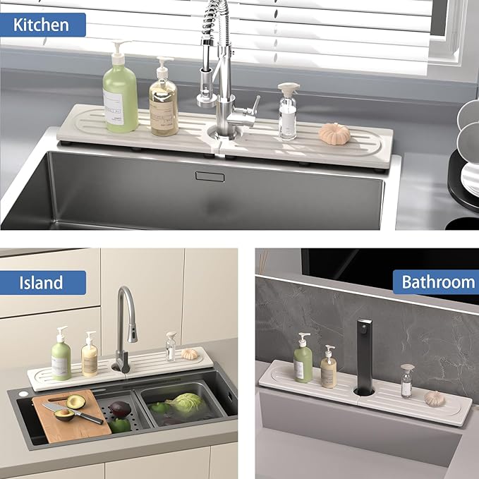 Stone Faucet Mat for Kitchen Sink, Water Absorbing Sink Water Splash Guard - Image 5