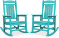SERWALL HDPE Outdoor Rocking Chair Set of 2, Patio Rocking Chairs, All-Weather Porch Rockers for Adults, Aruba Blue by SERWALL