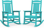 SERWALL HDPE Outdoor Rocking Chair Set of 2, Patio Rocking Chairs, All-Weather Porch Rockers for Adults, Aruba Blue by SERWALL