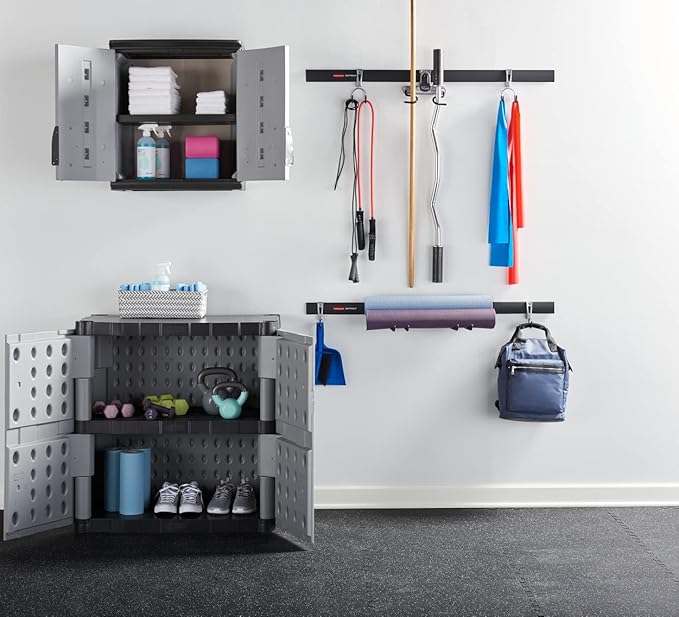 Rubbermaid Wall Mounted Storage Cabinet with Doors 150-Pound Capacity Gray Lockable Three-Shelf Cubbard for Tools/Car Accessories/Cleaning in Home/Garage/Outdoor Areas - Image 16