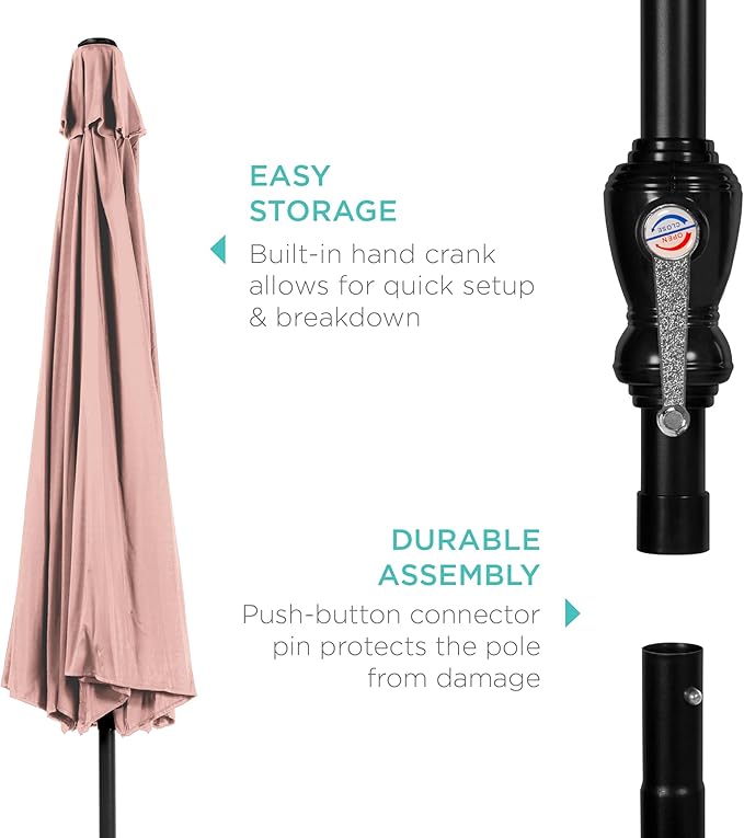 Best Choice Products 10ft Outdoor Table Compatible Steel Polyester Market Patio Umbrella w/Crank and Easy Push Button Tilt - Image 6