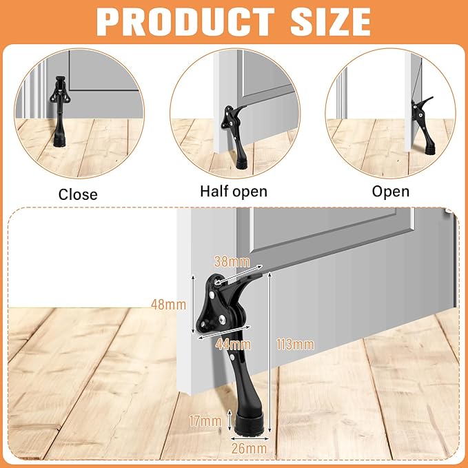 Chumia 12 Pieces Heavy Duty Door Stoppers 5.35 Inches Kickdown Adjustable Kick - Image 2