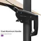 PURPLE LEAF 11.5' X 11.5' Telescopic Patio Umbrella with Base Included Lifting Cantilever Offset Square Large Umbrella for Pool Outdoor Patio Deck Garden Beige - Image 7