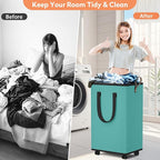 Laundry Basket with Wheels, Collapsible Laundry Baskets, Laundry Hamper with - Image 5