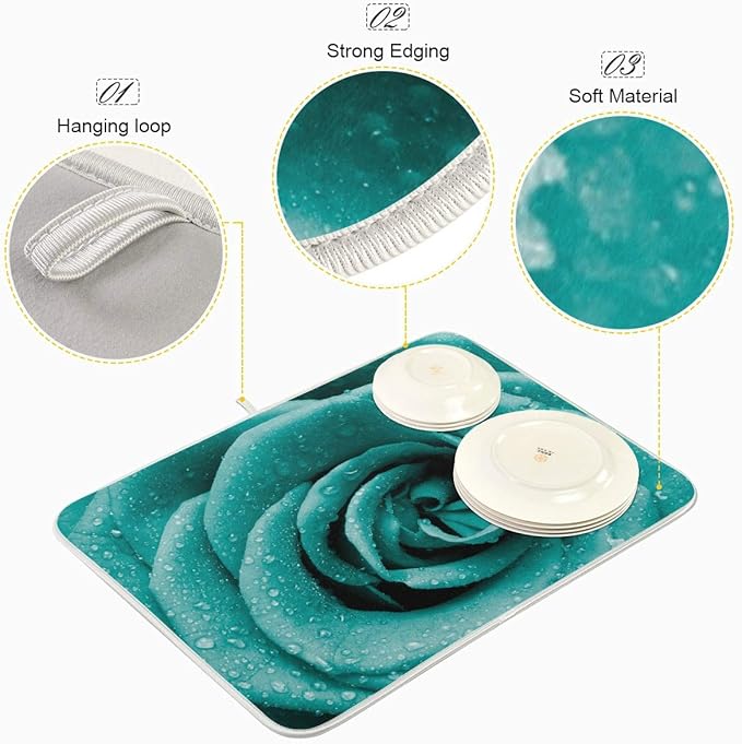 Super Absorbent Dish Drying Mat, Microfiber Fast-Drying Dish Mat, Kitchen Dish - Image 4