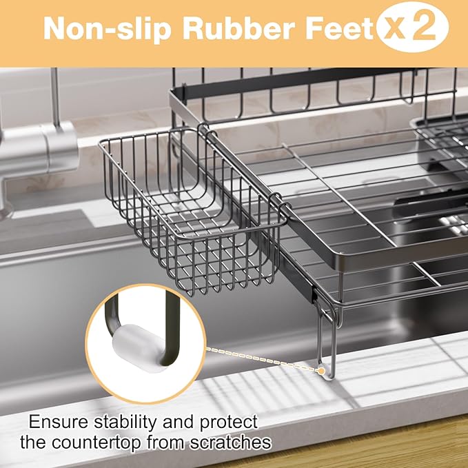 Dish Drying Rack Extendable Dish Rack Rustproof Carbon Steel - Image 9