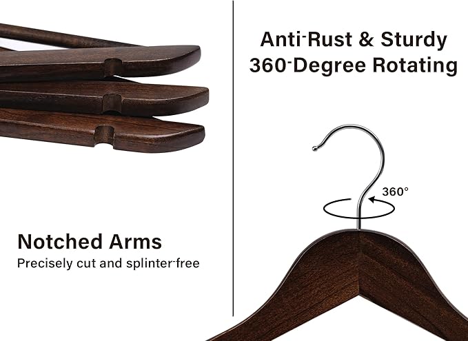 StorageWorks Wooden Hangers 30 Pack, Wood Coat Hangers - Image 5