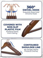 Smartor Wooden Hangers 20 Pack, Solid Wood Coat Hanger - Image 3