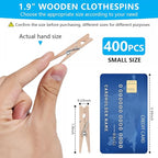 SenseYo 400 Pcs 1.9 Inch Wooden Clothespins Clips - Image 2