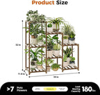 Bamworld Plant Stand with Grow Light Plant Shelf for Mutiple Pots 3 Tiers Ladder Plant Holder for Living Room Patio Boho Home Decor for Gardening Warm Light - Image 5
