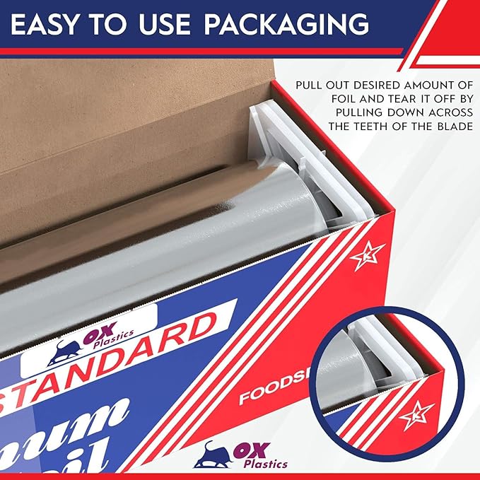 Ox Plastics Standard Premium Aluminum Foil | 12”x1000 Feet Long | Industrial - Image 5