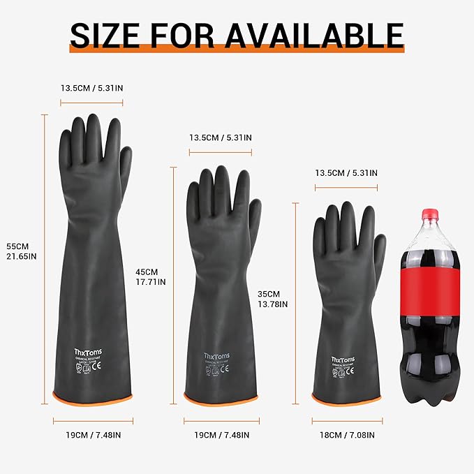 ThxToms Chemical Resistant Gloves, Heavy Duty Long Rubber Gloves, Puncture - Image 7