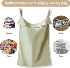 100% Linen Hanging Laundry Hamper Bag 20x27 Inch, Over the Door - Image 5